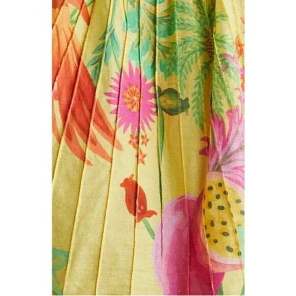 💕FARM RIO💕 Yellow Delicate Fruit Garden Sleeveless Blouse ~ Medium NWT